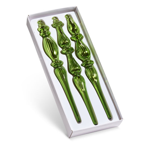 11" BOX OF GREEN FINIAL ORNAMENTS
Box of 3 Green