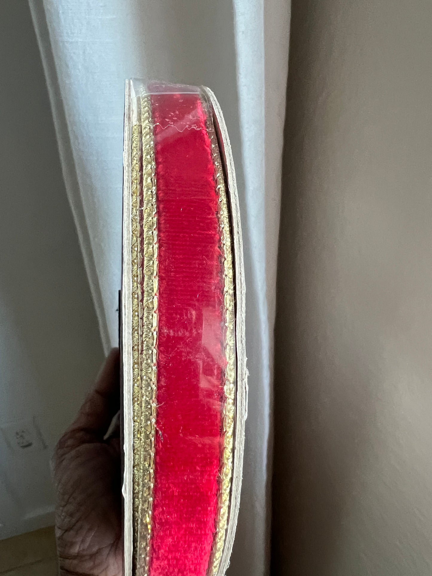 Farrisilk Flashy velvet Red .75”x 10 YD