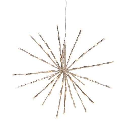 18" CHAMPAGNE STARBURST WITH 80 WARM WHITE LIGHTS AND REMOTE