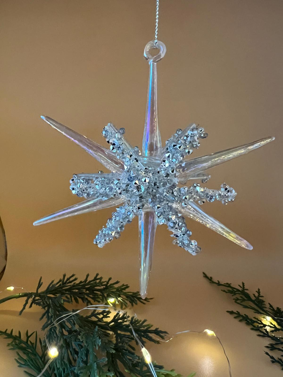 4.5”GLASS STAR ICICLE ORNAMENT