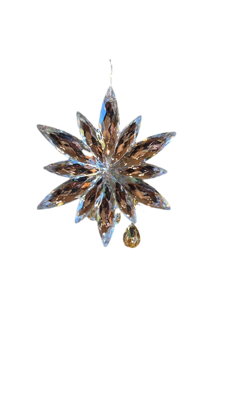 4" ACRYLIC/JEWEL POINSETTIA ORNAMENT SILVER