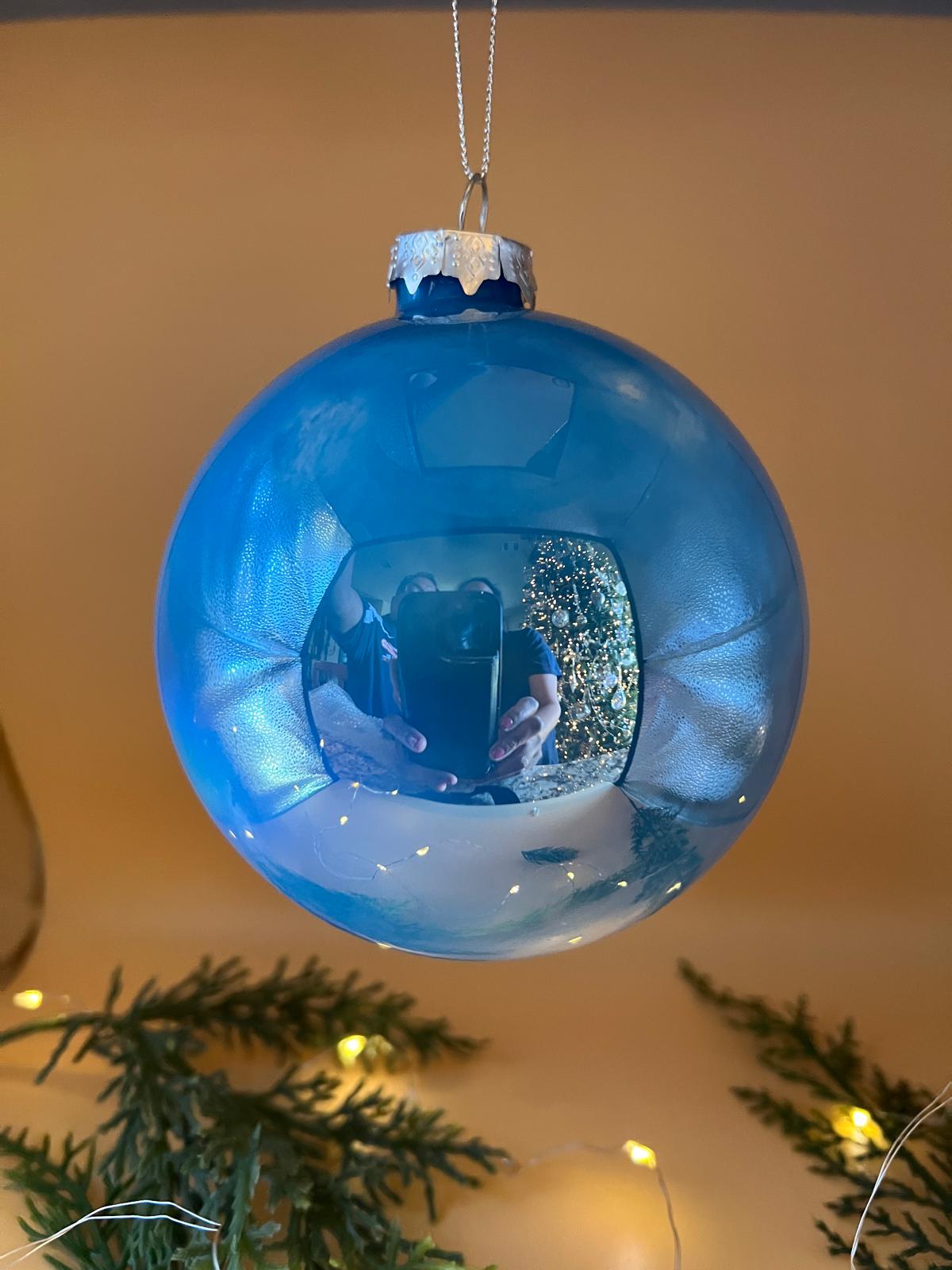 4" GLASS CANDY BALL ORNAMENT