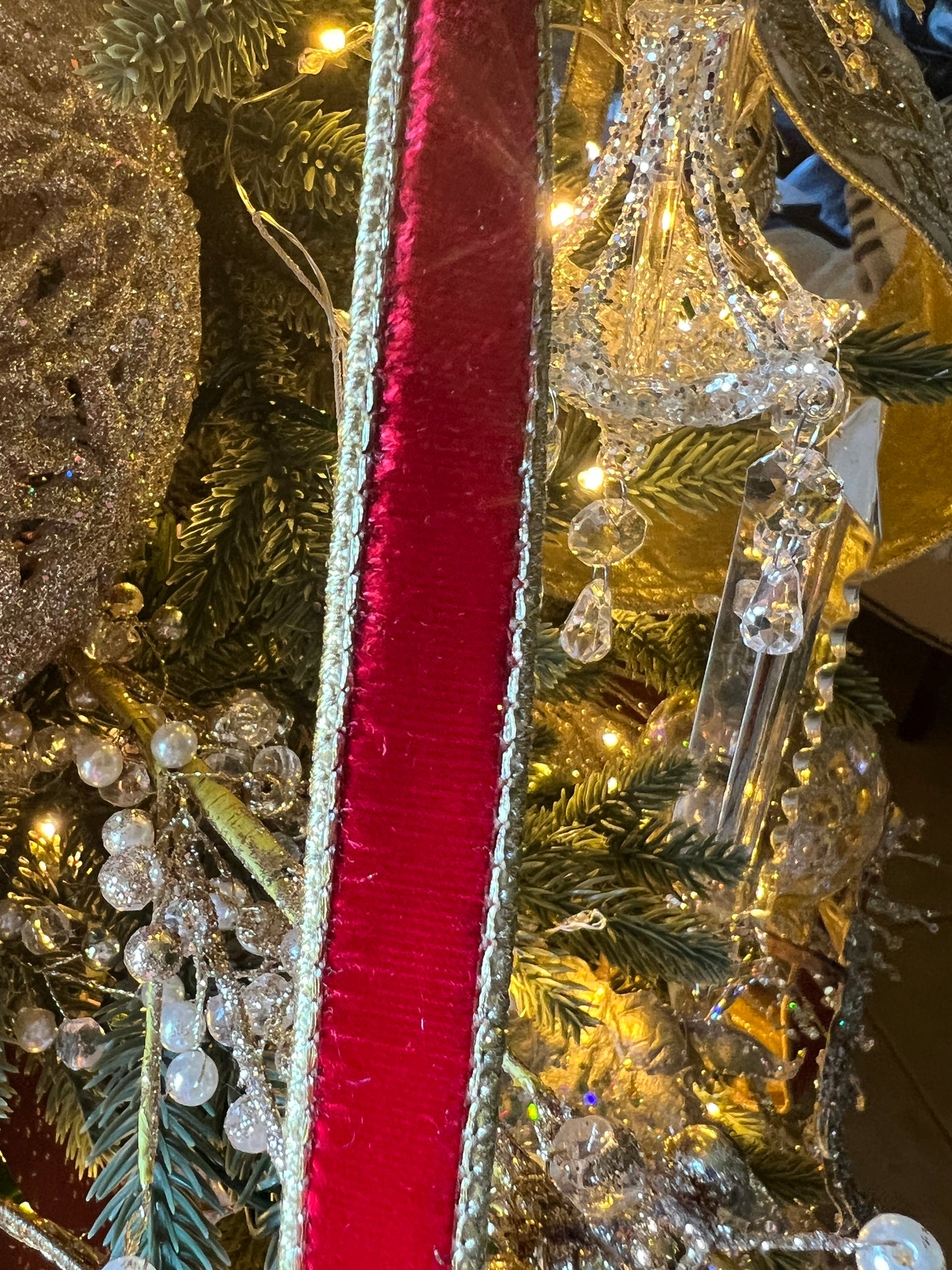 Farrisilk Flashy velvet Red .75”x 10 YD