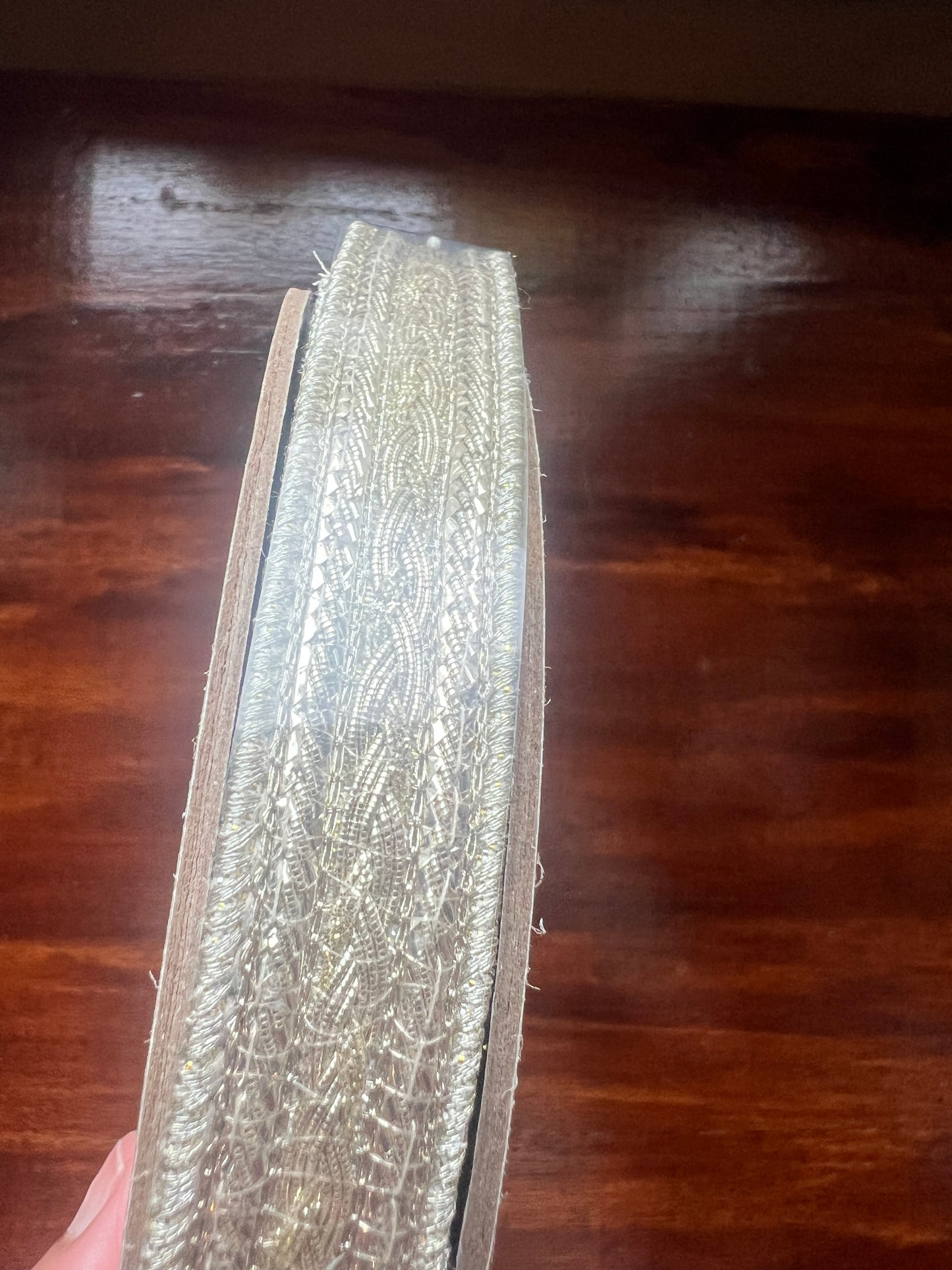 .75 x 10yds metallic dupion braid trim, platinum