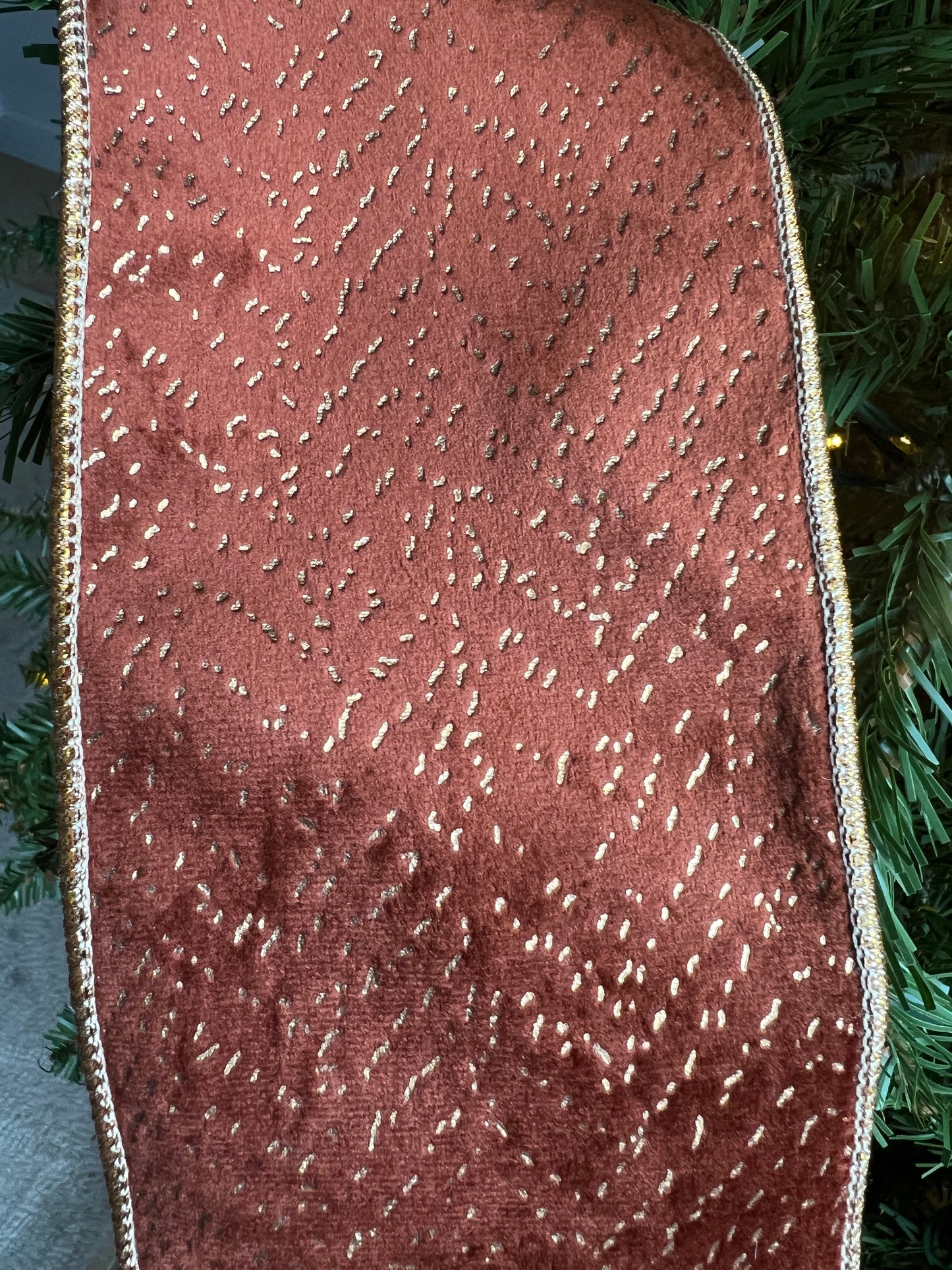 Copper and gold velvet ribbon 4 inches x 5 yard