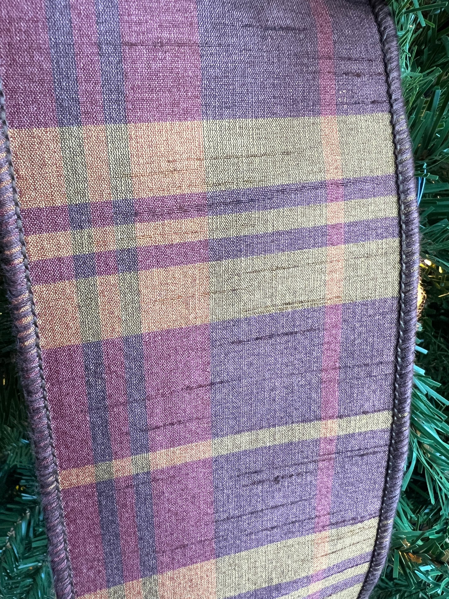 Sullivan plaid and burlap ribbon 4 inches x 5 yard