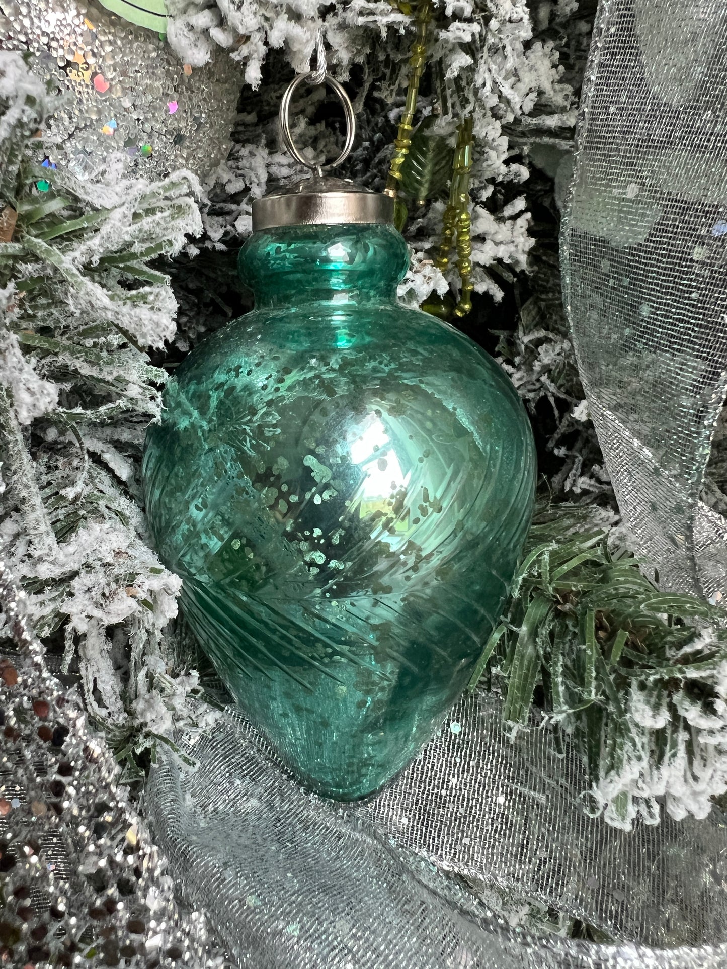 5" ETCHED GLASS FINIAL ORNAMENT