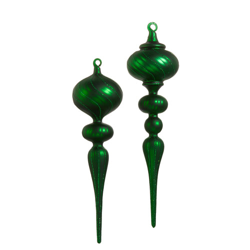 13" MATTE GREEN FINIAL ORNAMENT
2 Asst Green - Dark
Set of 2