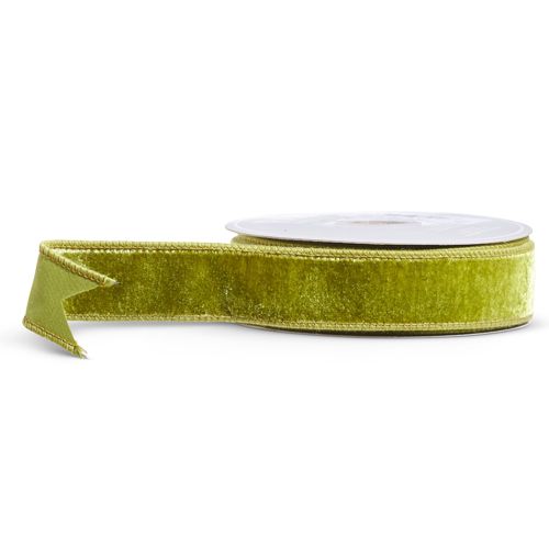 1.5" X 10 YDS APPLE GREEN VELVET RIBBON