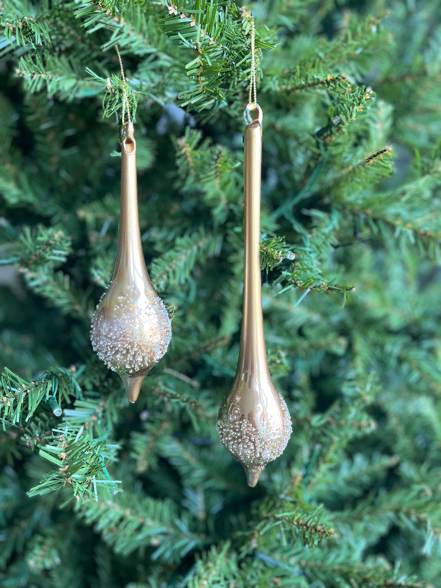 Beaded drop glass ornament set 2