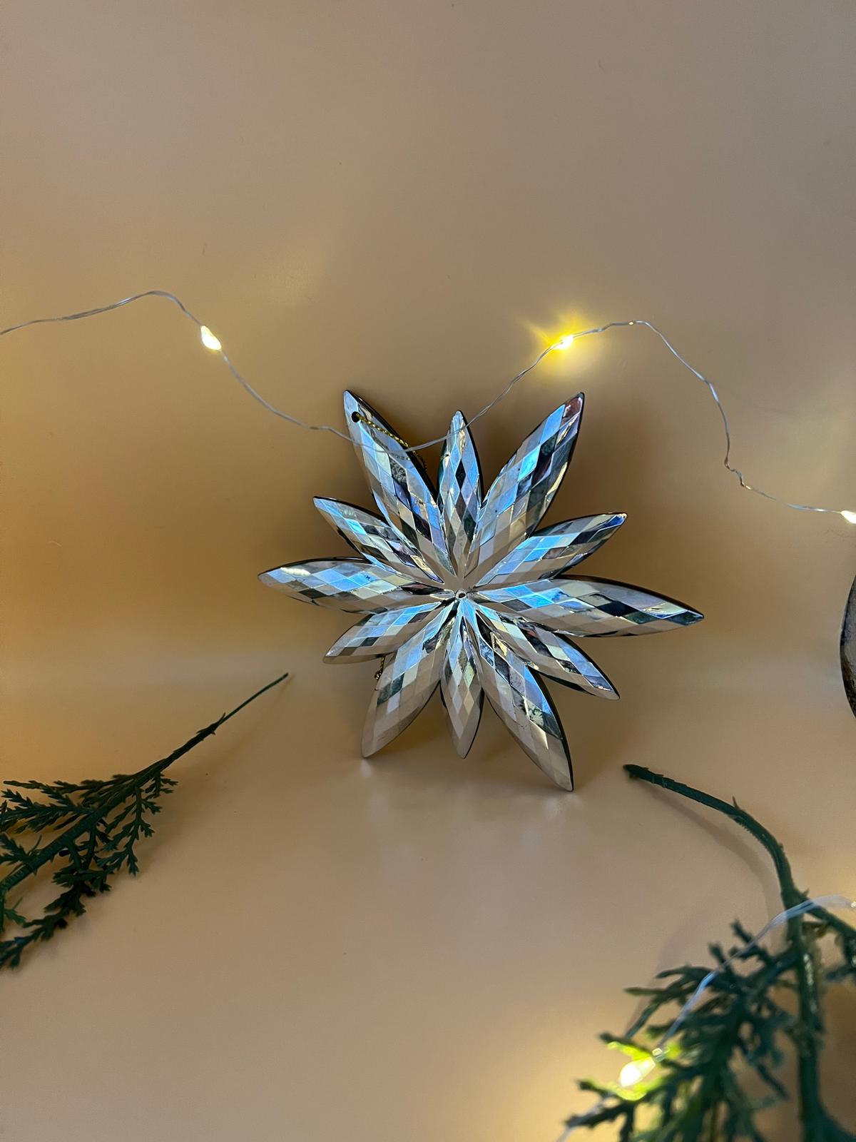 4" ACRYLIC/JEWEL POINSETTIA ORNAMENT SILVER