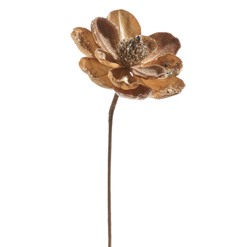 19" GLITTERED GOLD MAGNOLIA PICK
