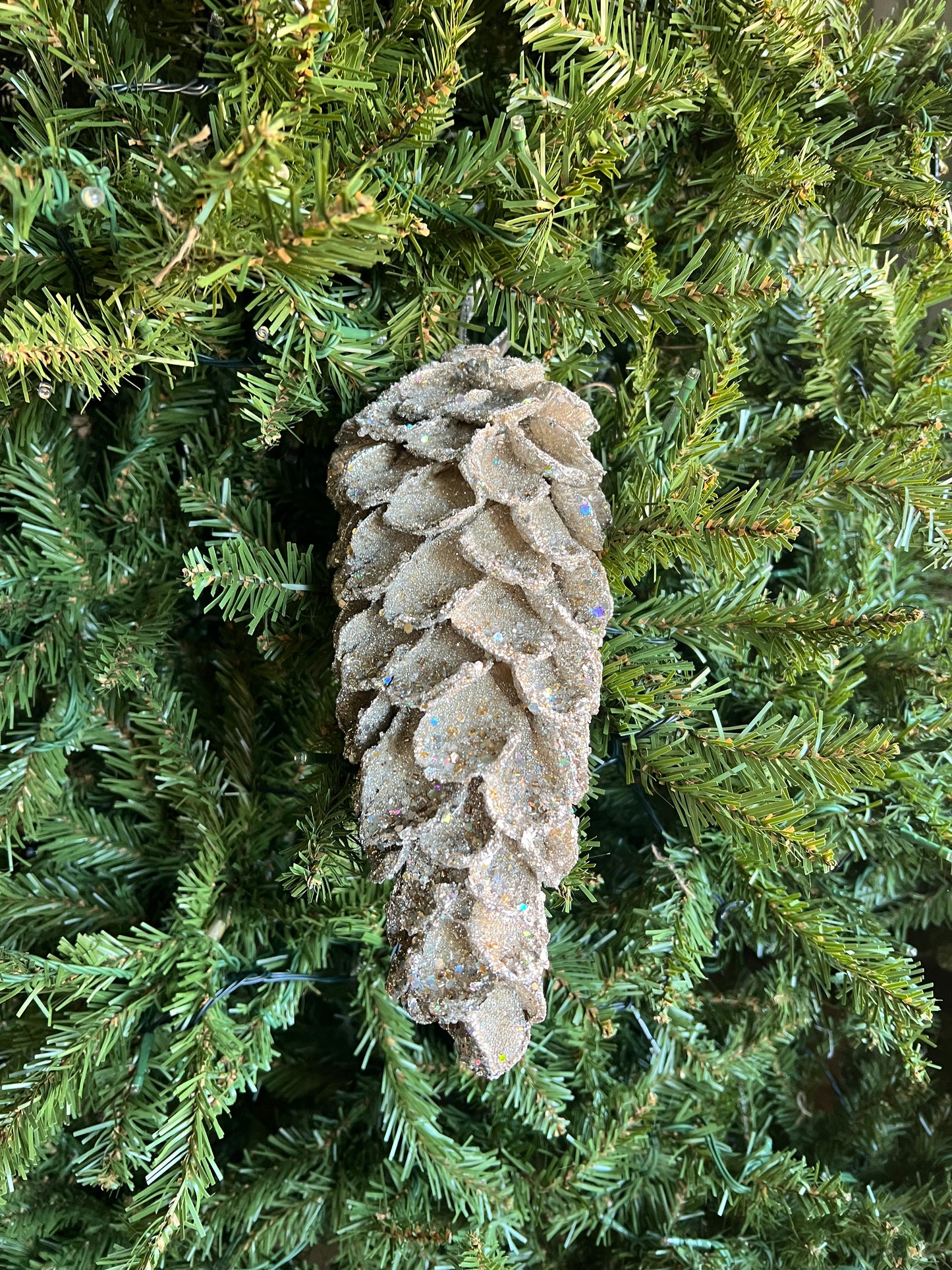 Extra-Large Glitter Pinecone Ornament Platinum