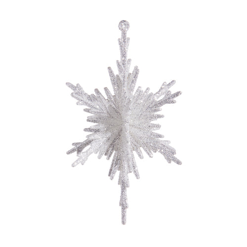 5.5" GLITTERED SILVER SNOWFLAKE ORNAMENT