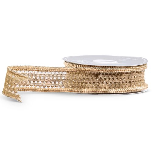 1.5" X 10 YDS GOLD OPENWORK WEAVE RIBBON