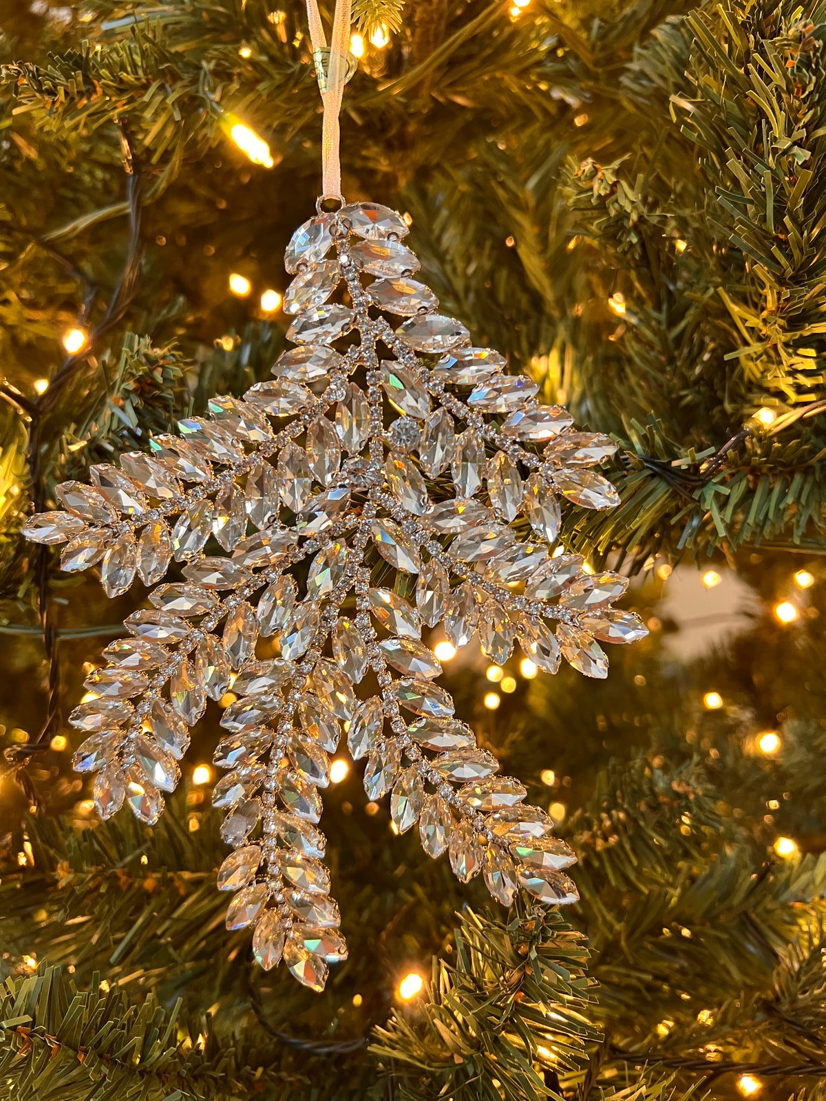 7" Clear Jewel Pine Ornament