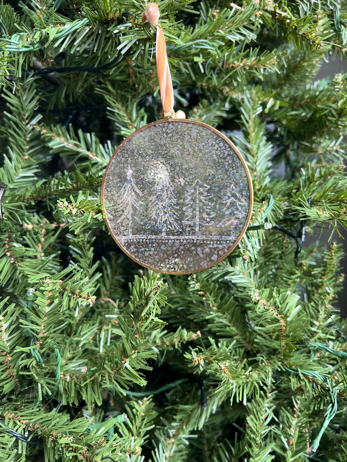 Winter scene glass ornament