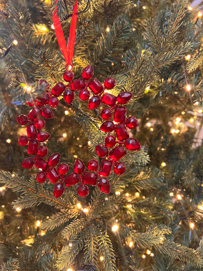 5” Jewel wreath ornament (red)