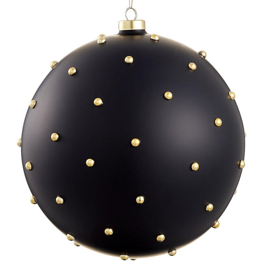 4.75"BEADED BLACK GLA BALL ORNAMENT