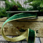 1" x 10yds lush velvet in forest green with metallic gold back ribbon
