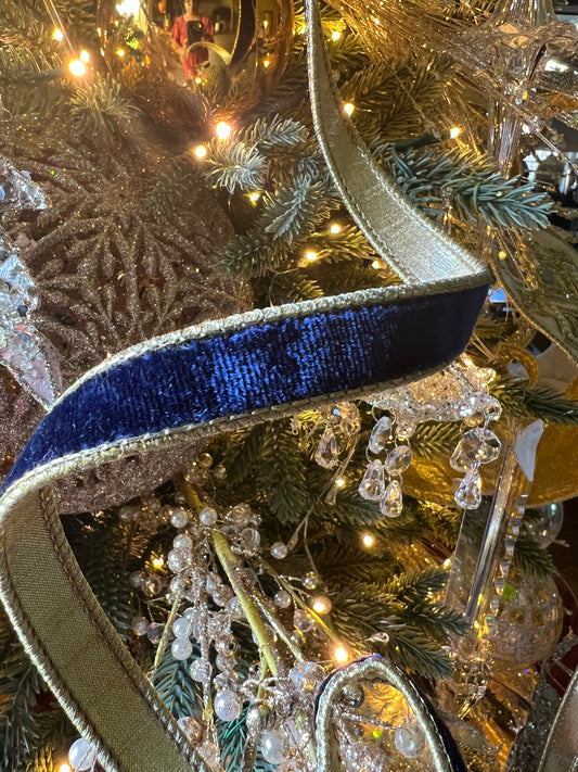 Farrisilk Flashy velvet Navy blue .75" x 10YD
