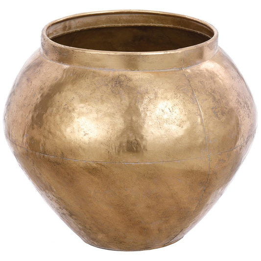 16”Metal Planter  Gold Antique