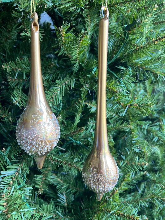Beaded drop glass ornament set 2