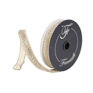 Farrisilk .75" x 5 YD platinum Chevron Trim Wired Ribbon