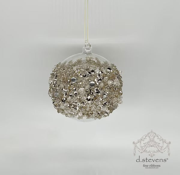 120mm glass gold bead encrusted orb, clea