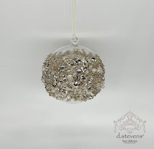 120mm glass gold bead encrusted orb, clea