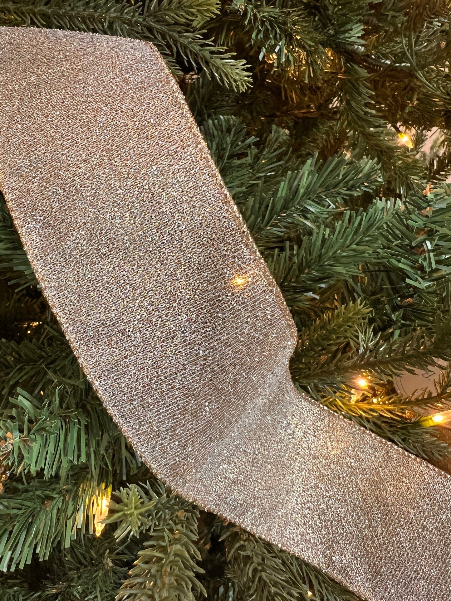 2.2”x 10yds textured metallic sparkles, platinum ribbon