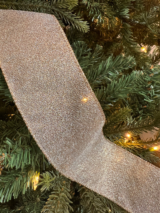 2.2”x 10yds textured metallic sparkles, platinum ribbon