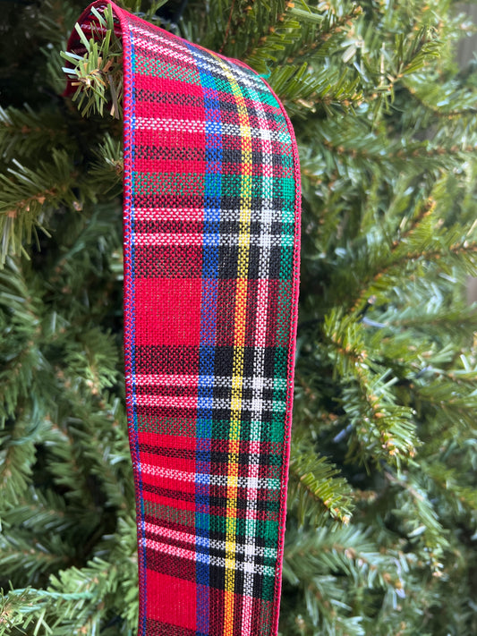 Vickerman 2.5x 10 yd red black green white plaid ribbon