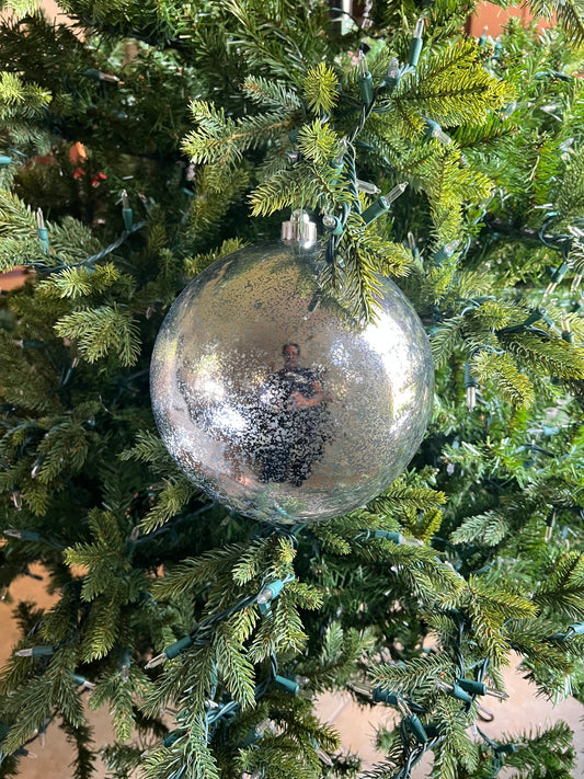 Vickerman 8” silver shiny mercury ball