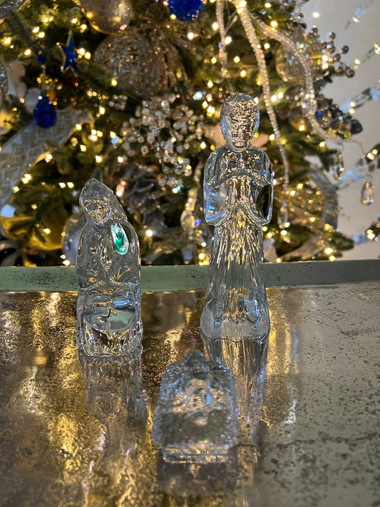 Waterford Crystal Nativity Set Holy Family - Mary Joseph and Baby Jesus (pre owned)