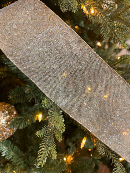 4" x 10yds textured metallic sparkles, platinum ribbon