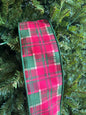 Red and green plaid wired ribbon