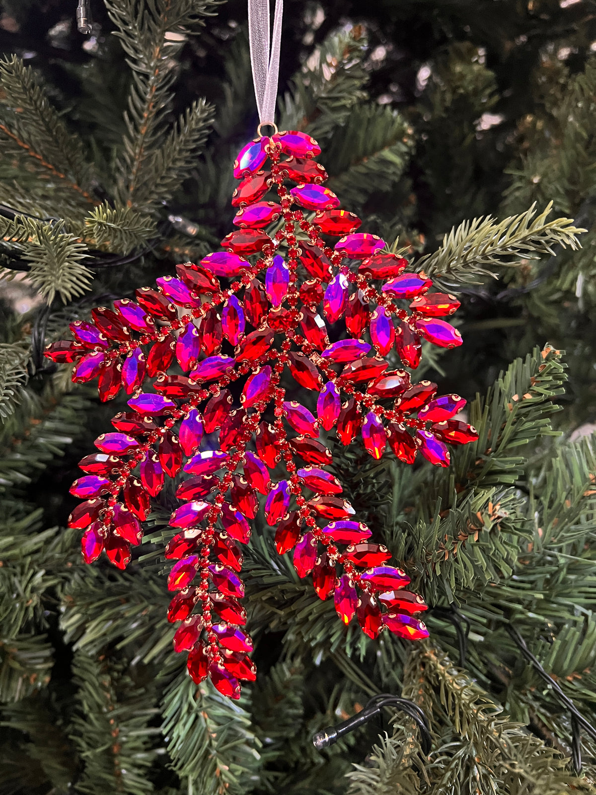 7" Red Jewel Pine Ornament