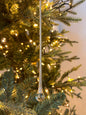 9.5” Glass champagne glitter drop ornament
