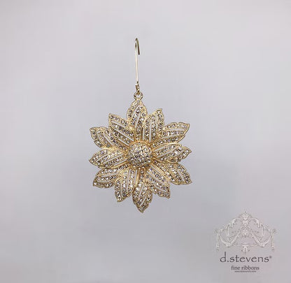 3" crystal poinsettia jewel ornament, clear gold
