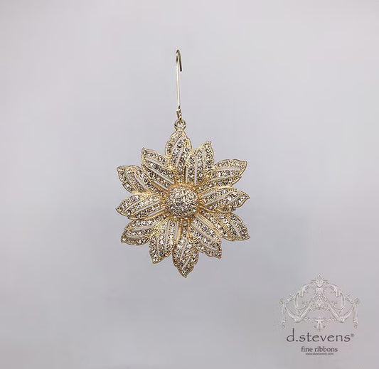 3" crystal poinsettia jewel ornament, clear gold