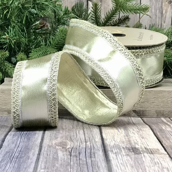 2.5" x 10yds metallic jacquard braided edge, platinum