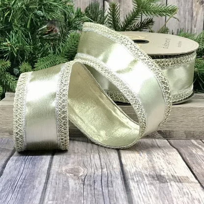 2.5" x 10yds metallic jacquard braided edge, platinum