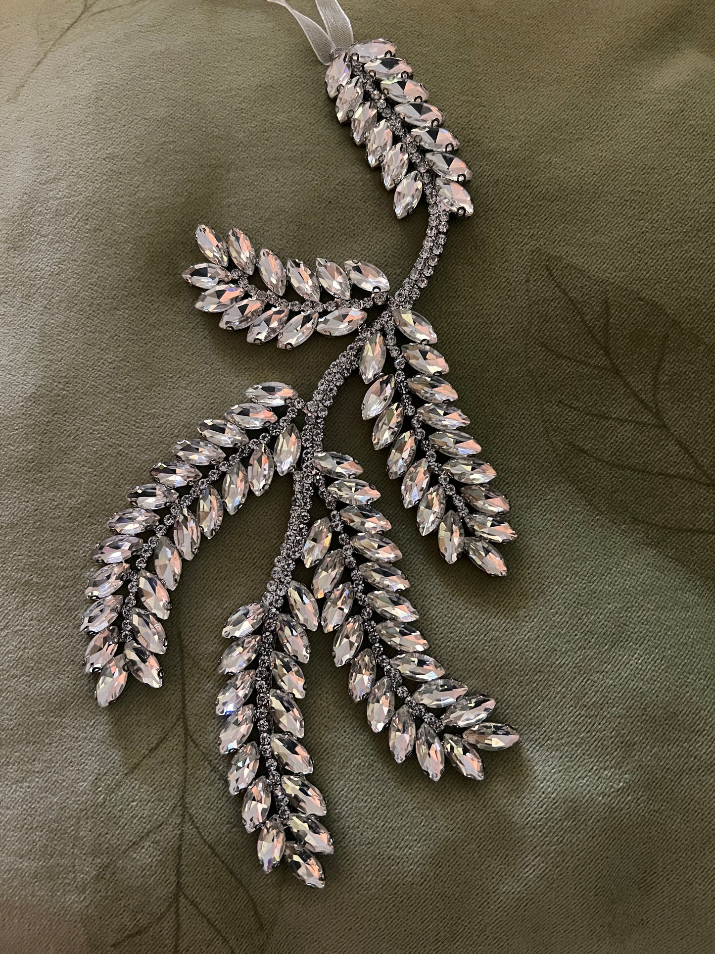 10" Clear Jewel Pine Branch Ornament