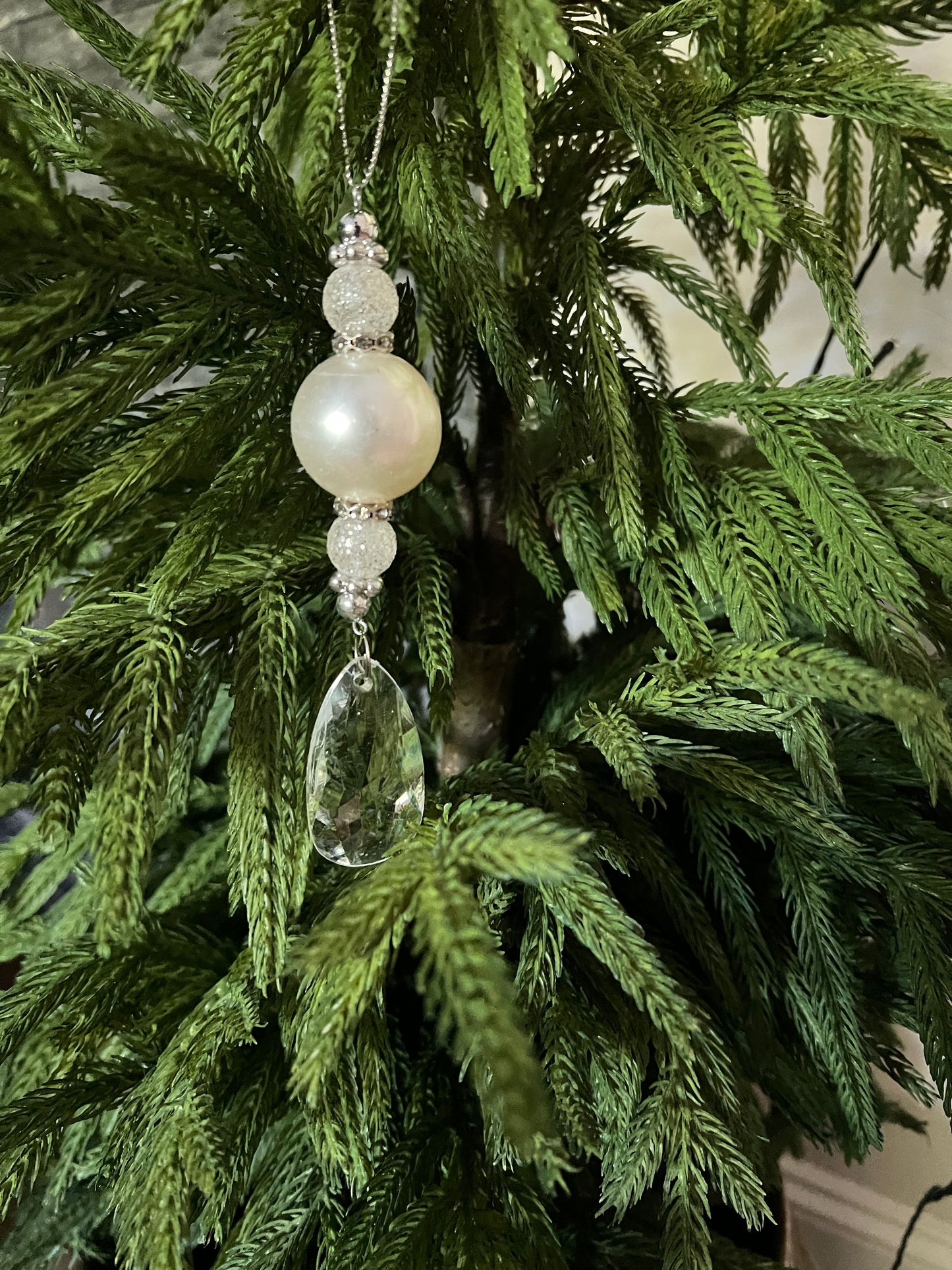 5.75" Crystal Pearl Drop Ornament