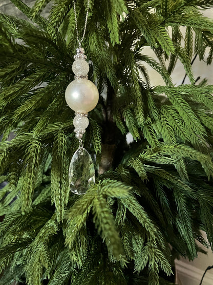 5.75" Crystal Pearl Drop Ornament