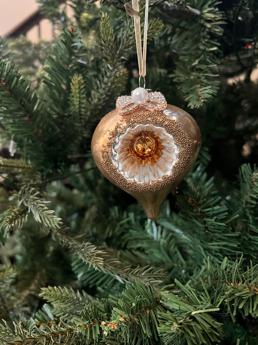 3" Gold Bow Reflector Ornament(set of three)