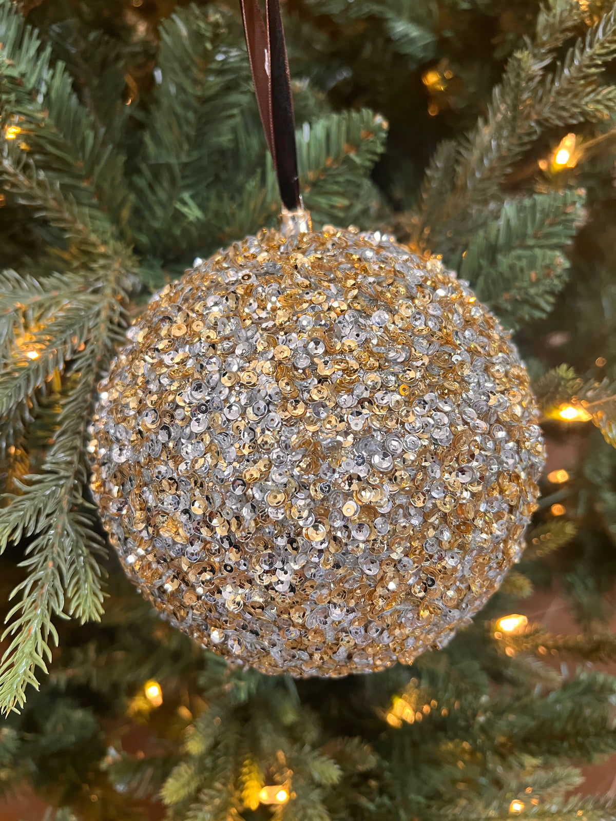 100mm sequin glitter, gold-silver ball