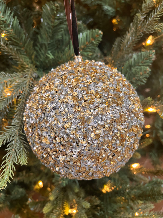 100mm sequin glitter, gold-silver ball