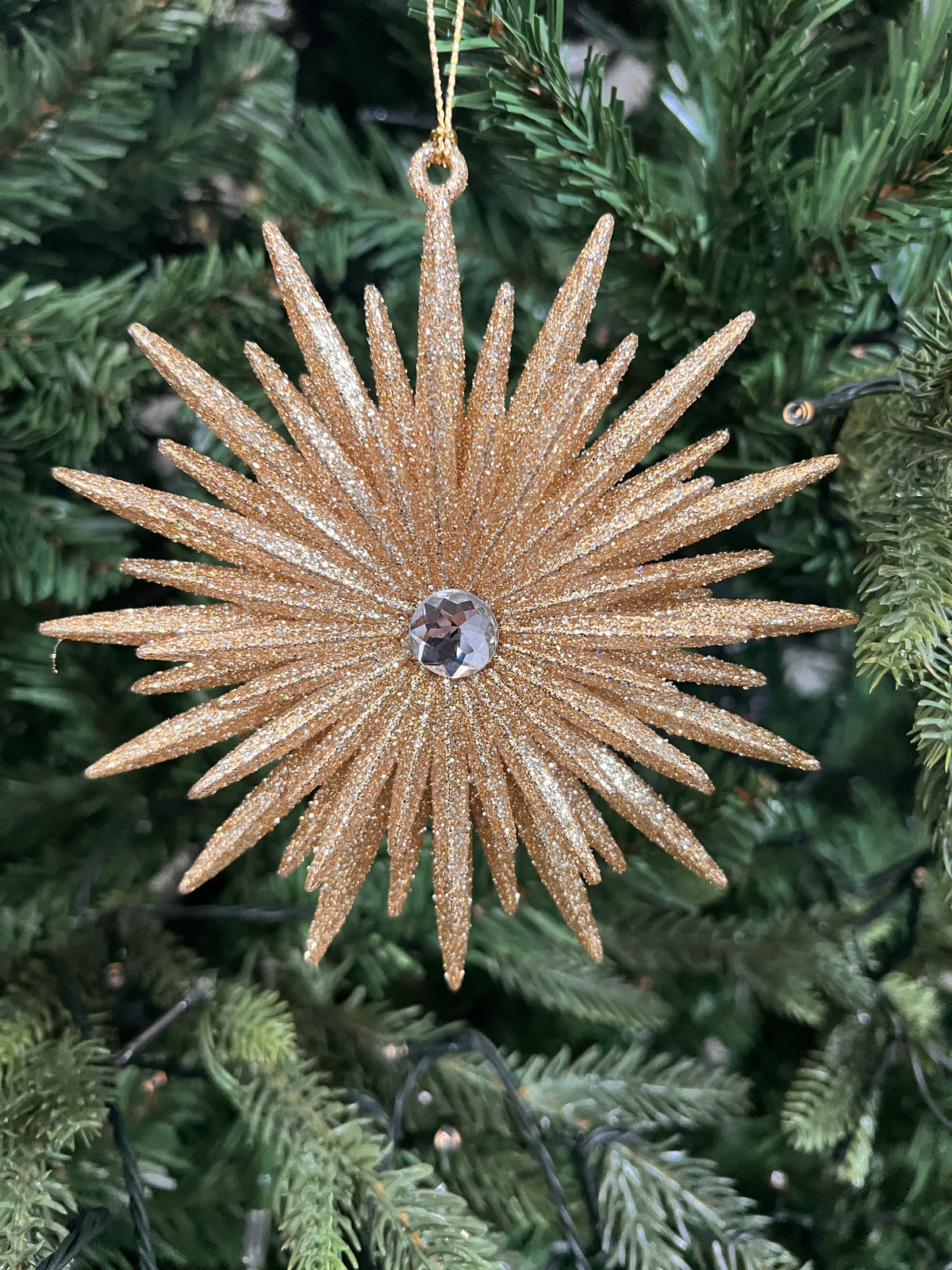 5" Champagne Glittered Starburst Ornament